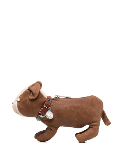 Moschino Dog-shaped Textured Clutch In Brown