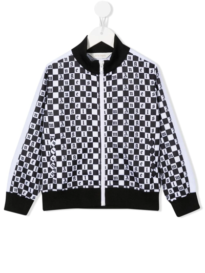 Palm Angels Kids' Checkerboard Logo-print Woven Track Jacket 4-12 Years In Black