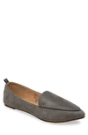 Chase & Chloe Pointy Toe Loafer In Grey Suede