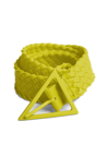 Bottega Veneta Triangle-buckle Intrecciato-rubber Belt In Green