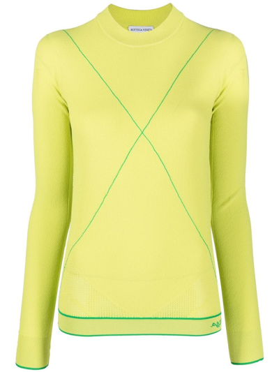 Bottega Veneta Embroidered-logo Crew Neck Jumper In Green