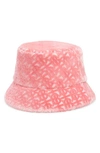 Burberry Tb Monogram Terry Cloth Bucket Hat In Pink/ Pink