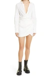 Gauge81 Naha Draped Linen-blend Mini Shirt Dress In Ivory