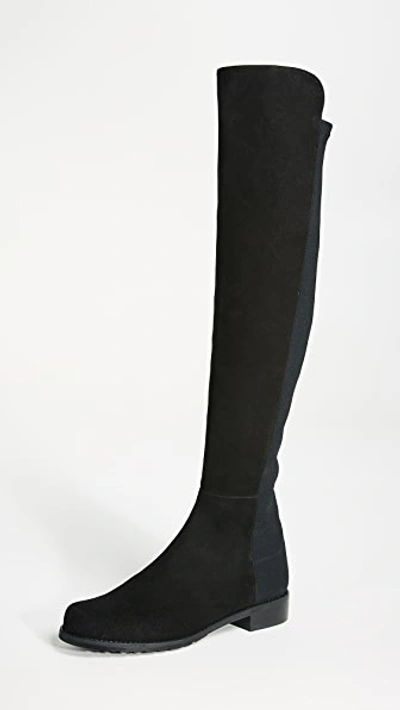 Stuart Weitzman Lowland Suede Over-the-knee Boots In Black