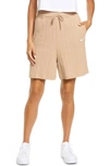 Nike Sportswear Rib Longline Shorts In Hemp/ White