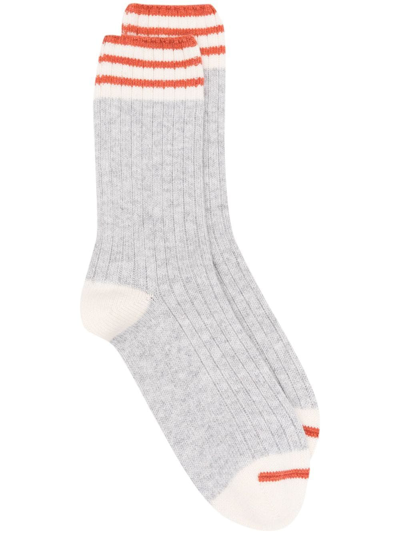 Brunello Cucinelli Stripe-trimmed Cashmere Socks In Multi