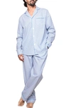Petite Plume Men's La Mer Cotton Pajama Set In Blue