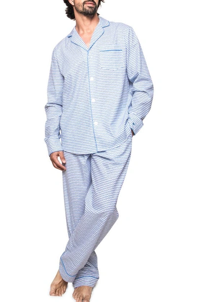 Petite Plume Men's La Mer Cotton Pajama Set In Blue