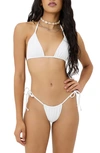 Frankies Bikinis Tia Ribbed Bikini Bottoms In White