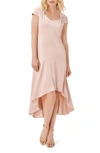 Adrianna Papell Divine Crepe Midi Cocktail Dress In Joyful Blush