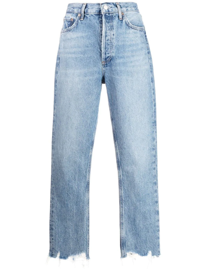 Agolde Riley Cropped-leg Jeans In Blue