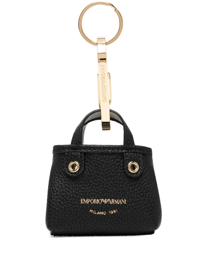 Emporio Armani Deer-print Micro Myea Bag Charm In Black