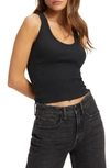 Good American Fitted Scoop Neck Stretch Organic Cotton Tank In Black001