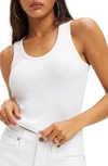 Good American Fitted Scoop Neck Stretch Organic Cotton Tank In W001