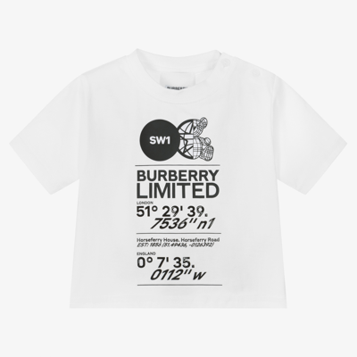 Burberry Babies' White T-shirt For Kids With Logo In Bianco