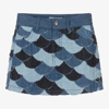Chloé Kids Blue Patchwork Denim Mini Skirt In Blue