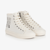 BURBERRY IVORY COTTON HI-TOP TRAINERS