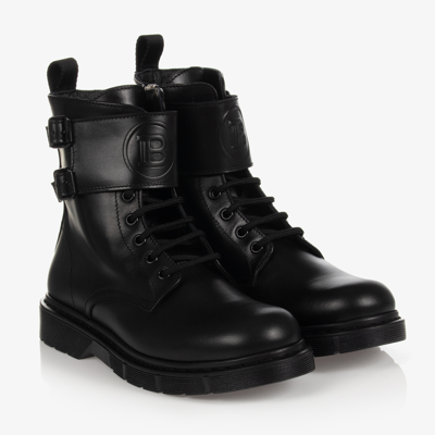 Balmain Teen Black Leather Boots