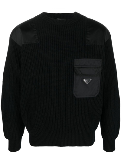 Prada Round-neck Sweater In Black
