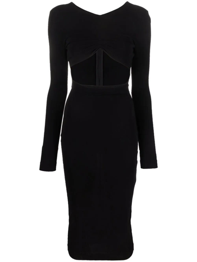 Dsquared2 Asymmetric-neck Ruched Dress In Black