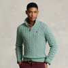 Ralph Lauren Cable-knit Cotton Sweater In New Seafoam Heather