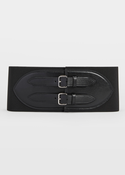 Alaïa Buckled Leather Corset Belt In Noir