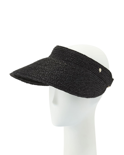 Helen Kaminski Kirsten Raffia Wide-brim Visor In Charcoal