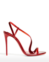 Christian Louboutin Rosalie Patent Red Sole Stiletto Sandals In Psychic Loubi