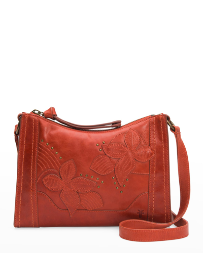 Frye Melissa Studded Floral Zip Crossbody Bag In Sandstone