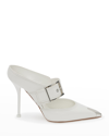 Alexander Mcqueen Punk Buckle Stiletto Mules In 9359 New Ivory Si