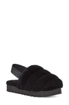 Ugg Super Fluff Genuine Shearling Slingback Slipper In Black