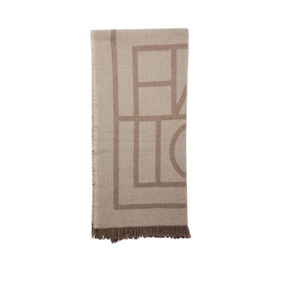 Totême Monogram Wool Cashmere Scarf In Tobacco Monogram