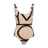 Totême Beige Swimsuit With Black Details In Techno Fabric Woman In Monogram Print