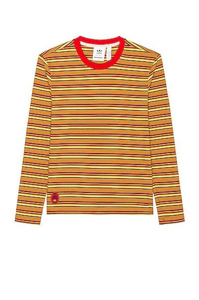Adidas Originals Striped Long Sleeve T-shirt In Orange