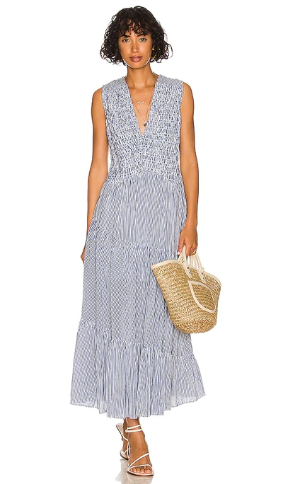 Free People Juno Sleeveless Smocked Tiered Maxi Dress In Ivory Comb