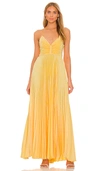 A.l.c Aries Cutout Pleated Satin Maxi Dress In Yellow