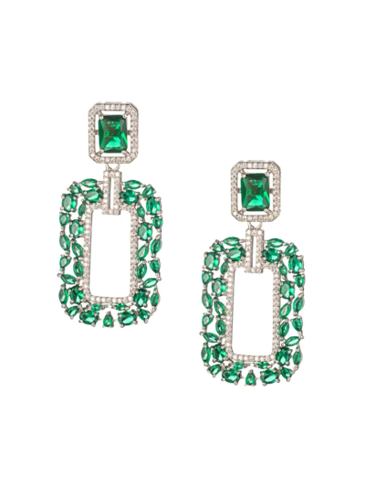Eye Candy La Women's The Luxe Collection Layla Cubic Zirconia Drop Earrings In Green