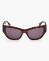 Max Mara 56mm Geometric Sunglasses In Burgundy/grey