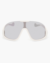 Moncler Visseur Semi-rimless Injection Plastic Shield Sunglasses In Optic White Smoke Mirror
