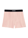 Tom Ford Stretch-silk Logo Boxer Shorts In Blush