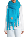 Loewe Anagram Logo Patch Mohair Wool Blend Scarf In Electric Blue