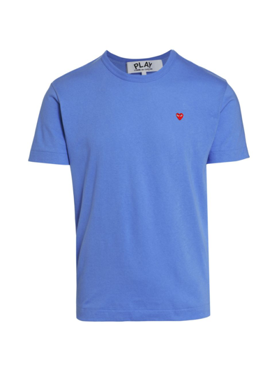 Comme Des Garçons Small Heart Crewneck T-shirt In Blue