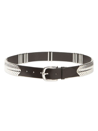 Isabel Marant Tehora Embellished Leather Belt In Black