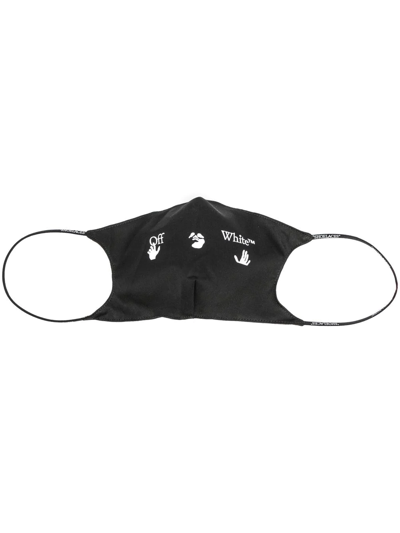 Off-white Logo-print Cotton-twill Face Mask In Black