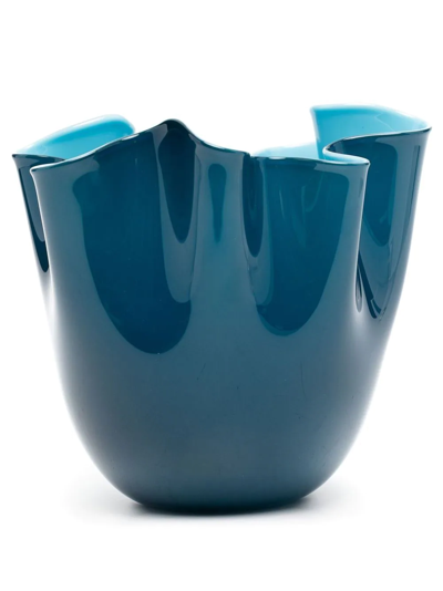 Venini Opalino Two-tone Porcelain Vase In Blau