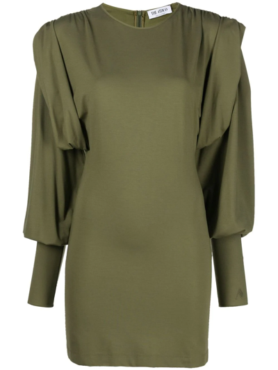 Attico Quinn Draped Stretch-jersey Mini Dress In Green
