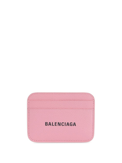 Balenciaga Logo-print Card Holder In Pink