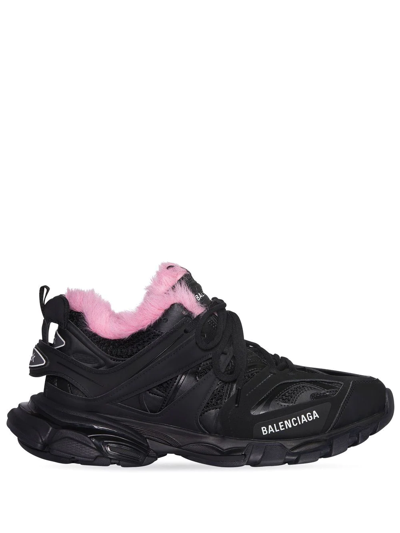 Balenciaga Track Faux Fur-lined Sneakers In Black