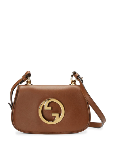 Gucci New Blondie Small Web-stripe Leather Shoulder Bag In Brown