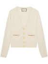 Gucci Chain-embellished Cashmere Cardigan In White